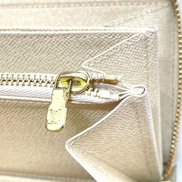 LOUIS VUITTON DamierAzur Zippy Wallet Zip Around Long Wallet White - Picture 7 of 12